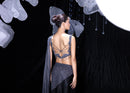 The glided black aroma indo western saree set