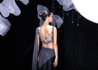 The glided black aroma indo western saree set