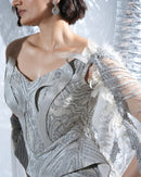 Peplum neo wave corset paired with a neo wave gown and veil neo