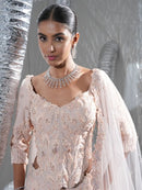 Rose gold cropped corset and lehenga neo