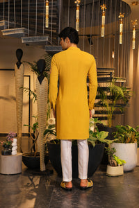 Mustard Yellow hand embroidered kurta set