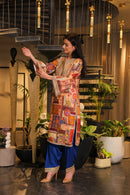 Festive multi-coloured long slit Kurti set
