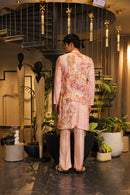 coral pink printed kurta set