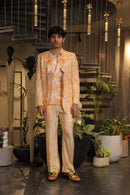 Candy orange and white ethnosplash blazer set