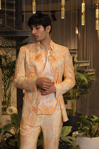 Candy orange and white ethnosplash blazer set