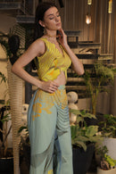 sky and lemon ethnosplash palazzo pants co-ord set