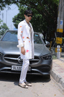 White hand painted overlay with shirt and pants