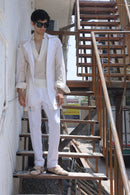 Off white hand painted overlay with shirt and pants
