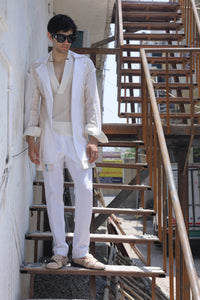 Off white hand painted overlay with shirt and pants