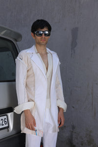 Off white hand painted overlay with shirt and pants