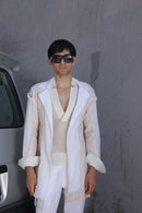 Off white hand painted overlay with shirt and pants