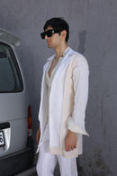 Off white hand painted overlay with shirt and pants