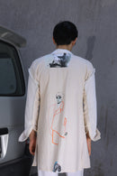 Off white hand painted overlay with shirt and pants