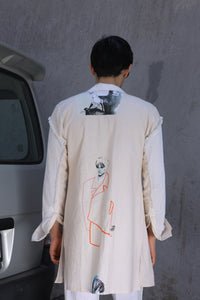 Off white hand painted overlay with shirt and pants