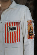Off white shirt with large printed pockets paired with pants