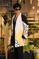 Black and white hand painted overlay with shirt and pants