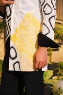 Black and white hand painted overlay with shirt and pants