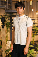 White crinkle textured T-shirt