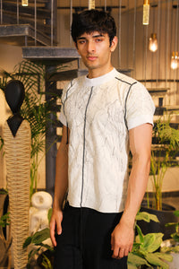 White crinkle textured T-shirt