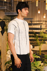 White crinkle textured T-shirt