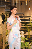 white multi-coloured Hand painted shirt with jogger pants