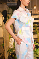 white multi-coloured Hand painted shirt with jogger pants