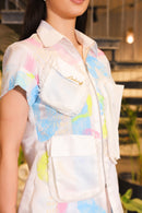 white multi-coloured Hand painted shirt with jogger pants