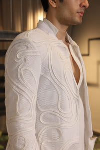 White crochet ethnowave blazer set