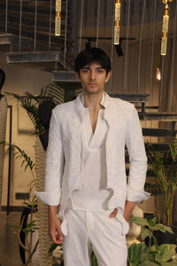 White crochet ethnowave blazer set