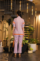 Lavender crochet bomber shirt and pants