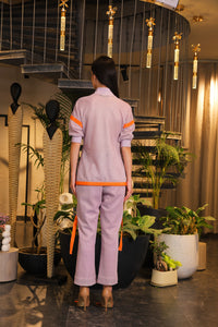 Lavender crochet bomber shirt and pants