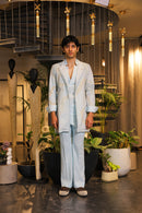 Faded blue hand painted overlay with shirt and pants