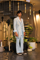 Faded blue hand painted overlay with shirt and pants