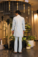 Faded blue hand painted overlay with shirt and pants