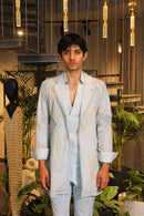 Faded blue hand painted overlay with shirt and pants