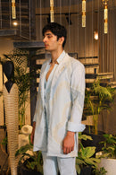 Faded blue hand painted overlay with shirt and pants