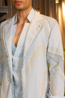 Faded blue hand painted overlay with shirt and pants