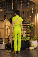parrot green hand painted jumpsuit