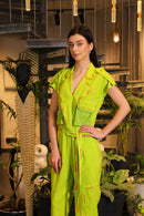 parrot green hand painted jumpsuit