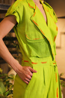 parrot green hand painted jumpsuit