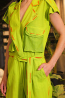 parrot green hand painted jumpsuit