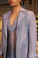 French lavender crochet blazer set