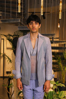 French lavender crochet blazer set