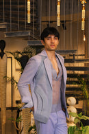 French lavender crochet blazer set