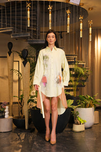 Butter yellow hand painted shirt dress