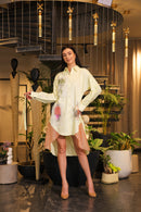 Butter yellow hand painted shirt dress