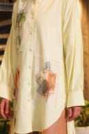 Butter yellow hand painted shirt dress