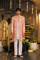 Pink tie-dye mirror work ind-western