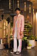 Pink tie-dye mirror work ind-western