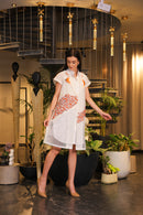 White crochet hand painted overlay dress